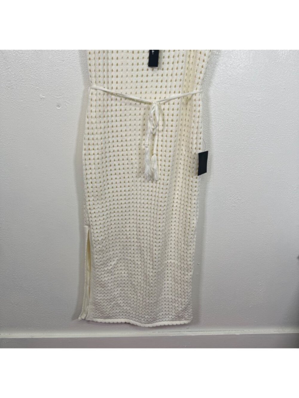 NWT Lulus Sunshine Babe Ivory Knit Crochet Midi Sweater Dress Retro Chic Large - Picture 12 of 16